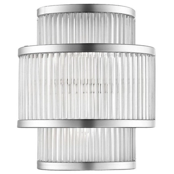 Klasyczna LAMPA ścienna SERGIO W0528-02B-B5AC Zumaline szklana OPRAWA kinkiet srebrny