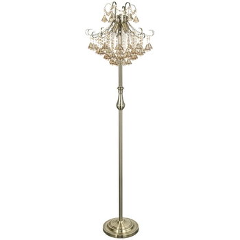 LAMPA podłogowa 6248/4F 21QG Elem glamour OPRAWA stojąca z kryształkami szklana mosiądz bursztynowa