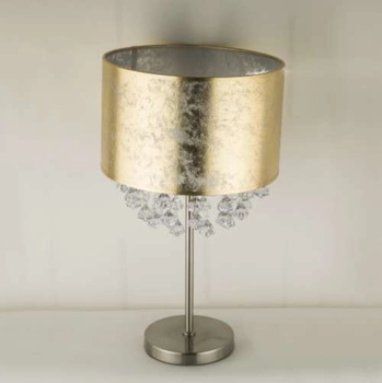 Stojąca LAMPKA nocna AMY 15187T3 Globo abażurowa LAMPA stołowa z kryształkami glamour crystal złota przezroczysta