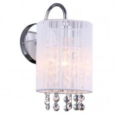 Abażurowa LAMPA kinkiet LANA MBM1787/1 WH Italux kinkiet OPRAWA z kryształkami glamour crystal tuba biała